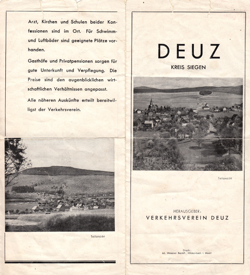 Historischer Flyer des Verkehrsvereins Deuz